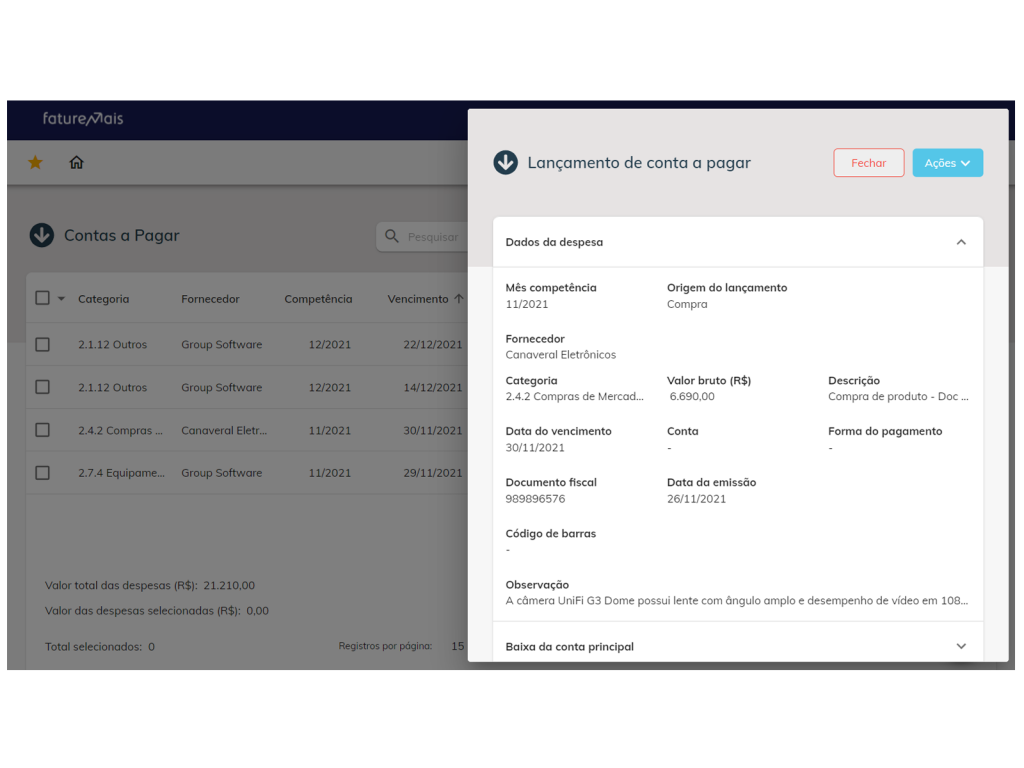 Contas a pagar sistema de gestão financeira online