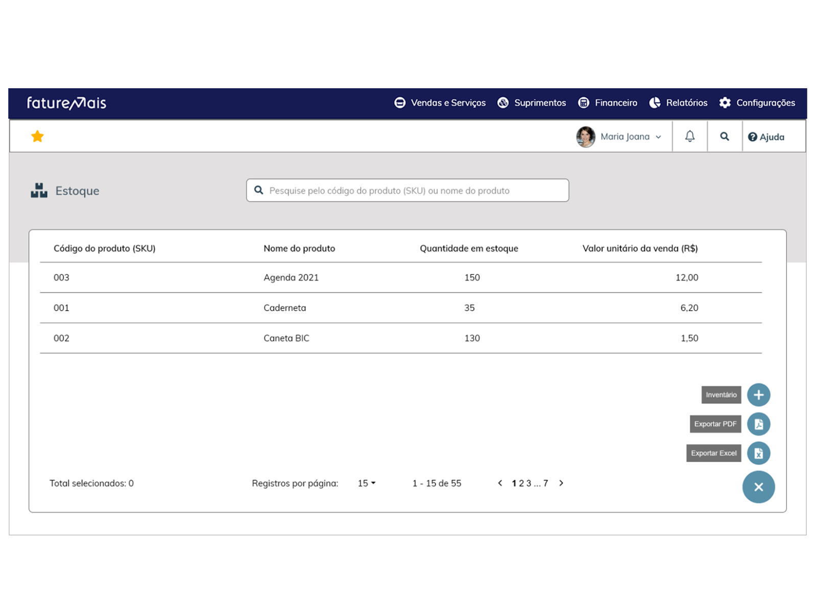 Gestão de estoque em sistema gestao financeira online